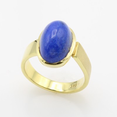 Image Ring mit Lapislazuli, GG 585/000, Schiene z.T. matt. u. asymmetrisch anges., ovaler ...