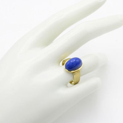 27115189a - Ring mit Lapislazuli, GG 585/000, Schiene z.T. matt. u. asymmetrisch anges., ovaler ...