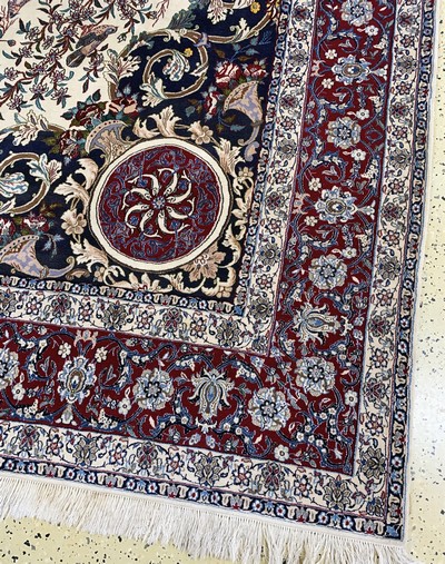 27115190a - Nain fein(6 La), Persien, Mitte 20.Jhd, Korkwolle mit Seide, ca. 359 x 259 cm, ca. ...