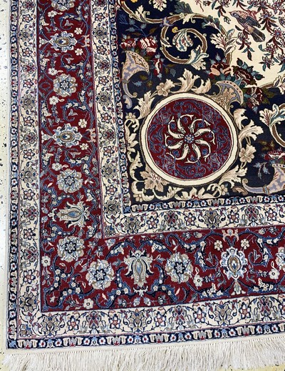 27115190b - Nain fein(6 La), Persien, Mitte 20.Jhd, Korkwolle mit Seide, ca. 359 x 259 cm, ca. ...
