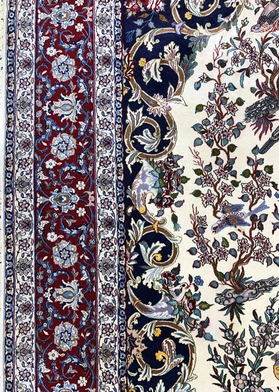 27115190c - Nain fein(6 La), Persien, Mitte 20.Jhd, Korkwolle mit Seide, ca. 359 x 259 cm, ca. ...