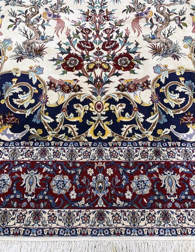 27115190h - Nain fein(6 La), Persien, Mitte 20.Jhd, Korkwolle mit Seide, ca. 359 x 259 cm, ca. ...