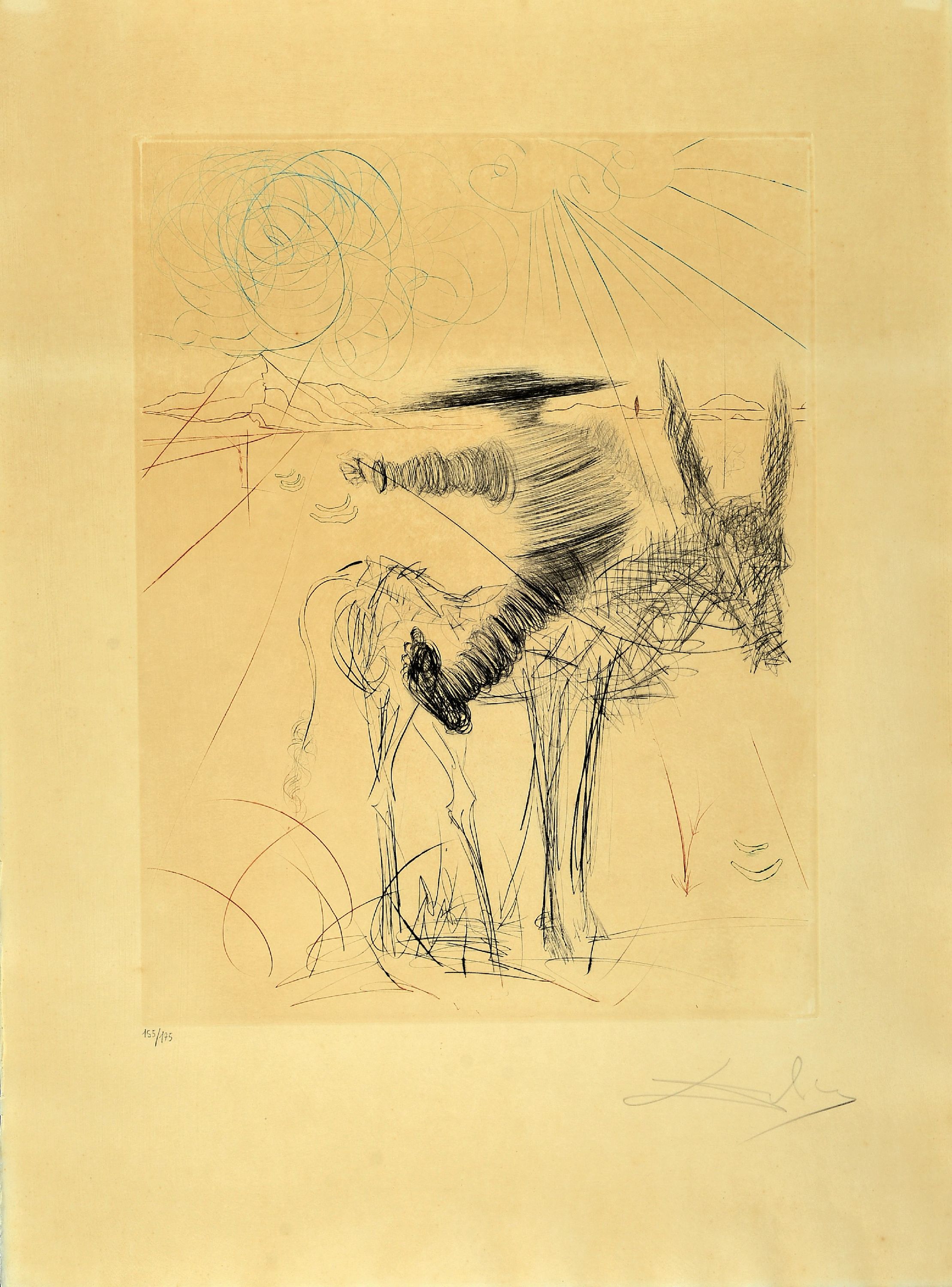 Image 27115212 - Salvador Dali, 1904-1989, Farb -Kaltnadelradierung auf Lana, ´Sancho Panca´ 1970, Ed. ...