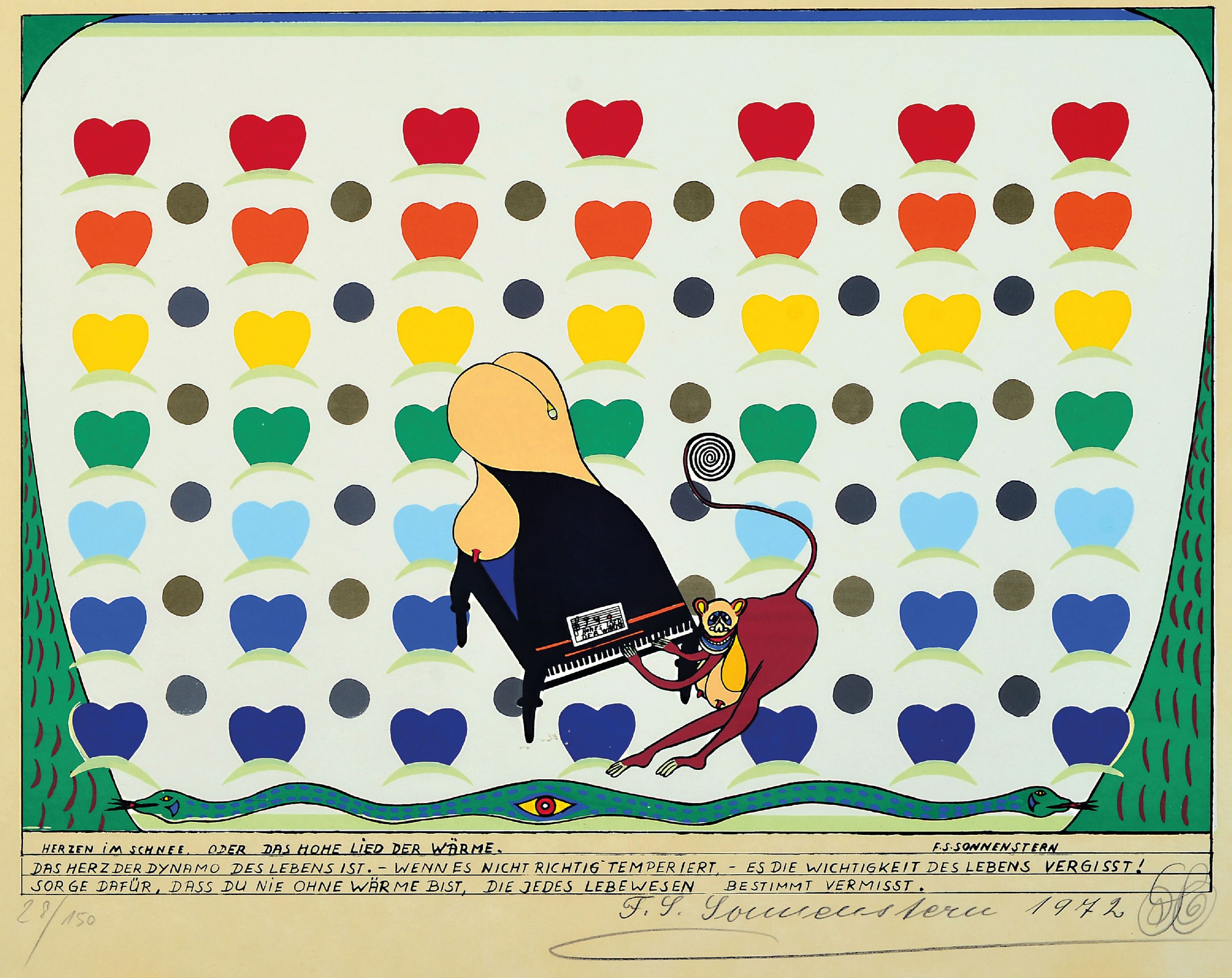 Image 27115264 - Friedrich Schroeder-Sonnenstern, 1892-1982, Farbserigraphie, ´Herzen im Schnee oder Das ...