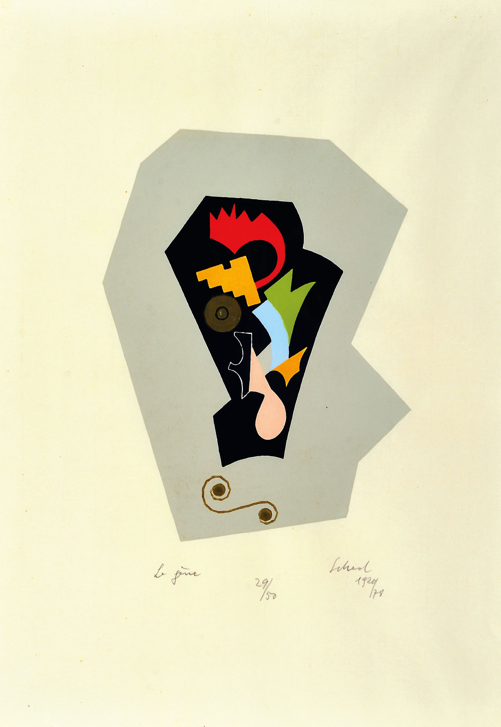Image 27115316 - Christian Schad, 1894-1982, Farblinolschnitt, ´Le gene´, 1920, Druck 1978, Ed. 29/50, ...
