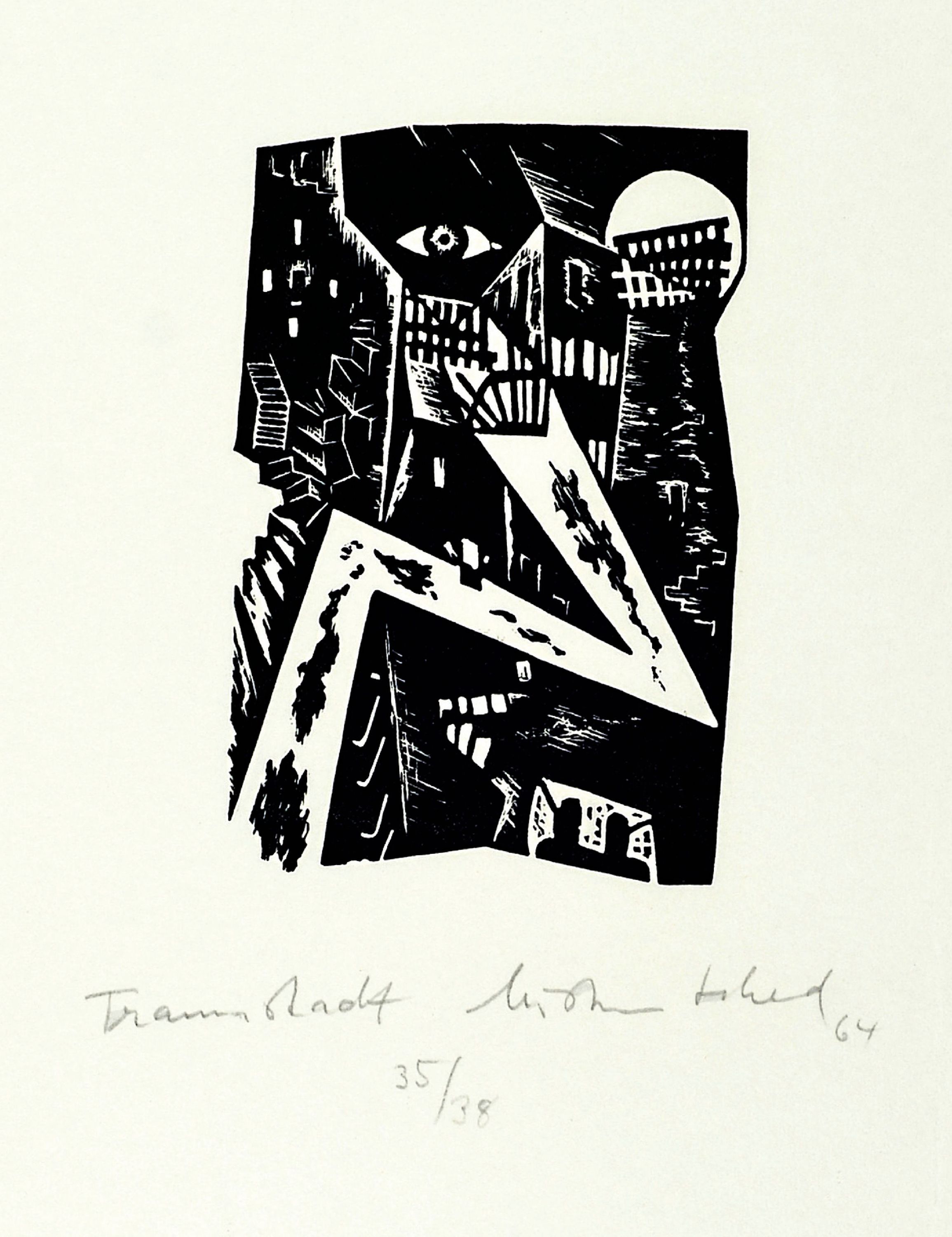 Image 27115336 - Christian Schad, 1894-1982, Holzschnitt, ´Traumstadt´, 1964, Ed. 35/38, handsigniert und ...