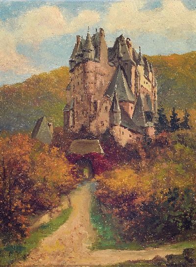 Image Antonio Rose, 1848-1918, Blick auf die Burg Eltz, Öl/Holz, links unten sign., ca. ...