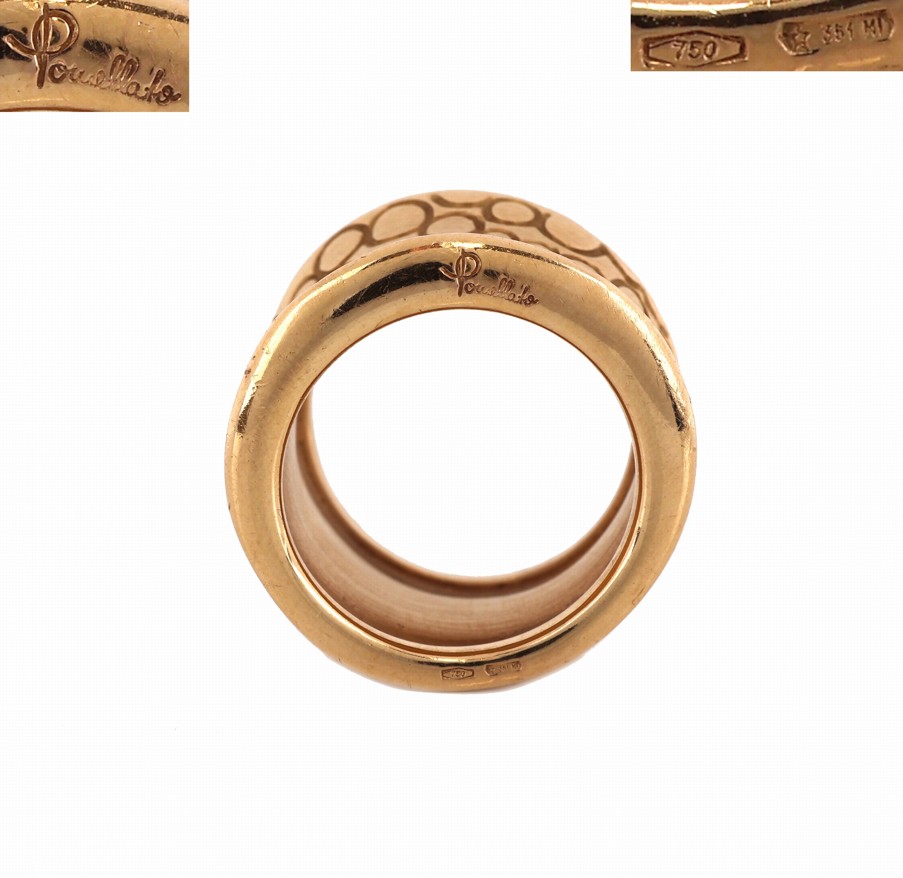 Detail e: 18 kt Gold POMELLATO Brillant-Ring, PinkG 750/000, Modell COCCO, Oberfläche in Krokodillederoptik, oberer Rand mit 30 Brillanten zus. ca. 0.90 ct ...