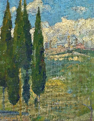Image Martin Kurreck, 1868 Seefeld/Ostpreussen-1957 Branneburg, Blick auf San Gimignano in der ...