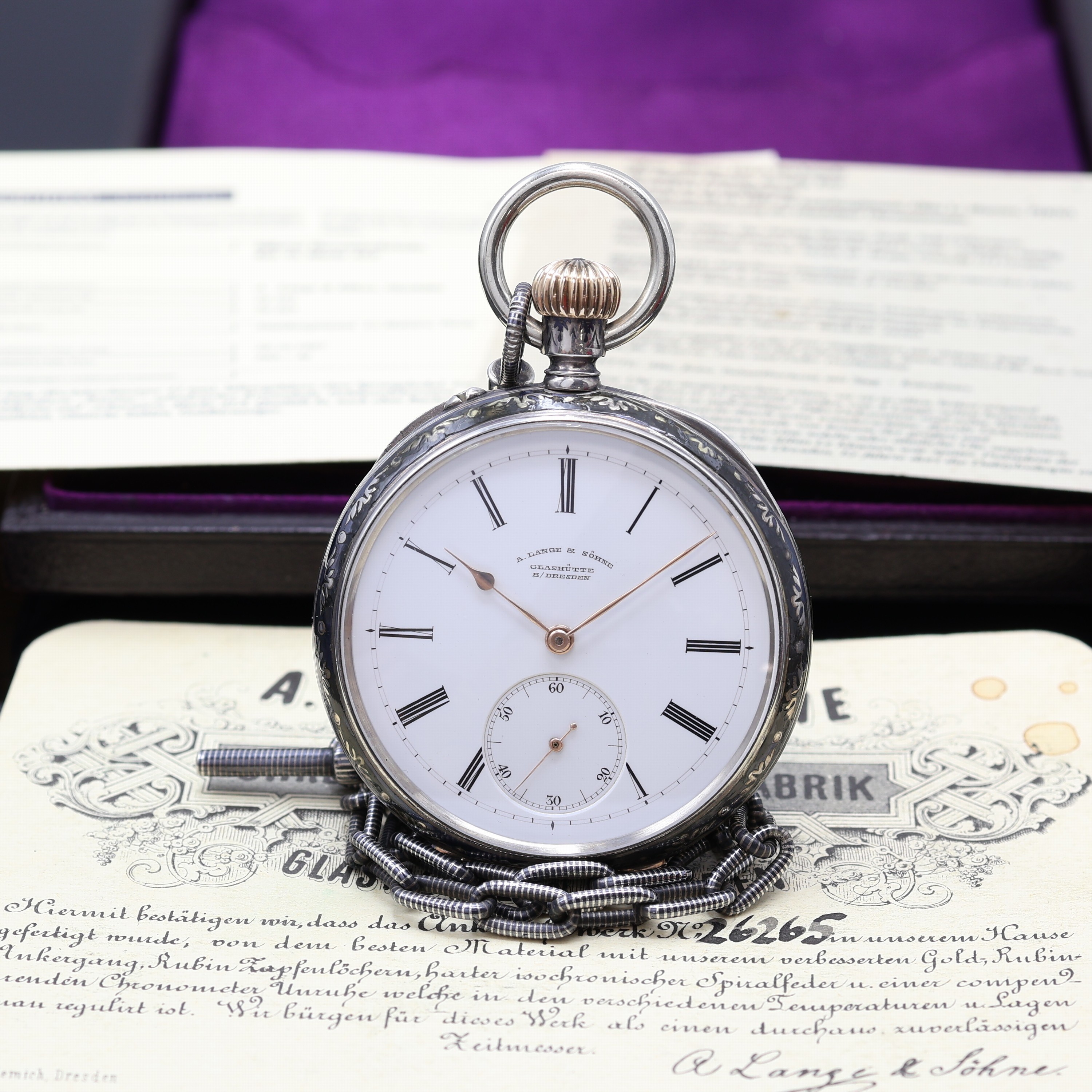 Image 27115511 - A. LANGE & SÖHNE Dresden sehr seltene, offene, silberne Tula-Taschenuhr in 1A Qualität ...