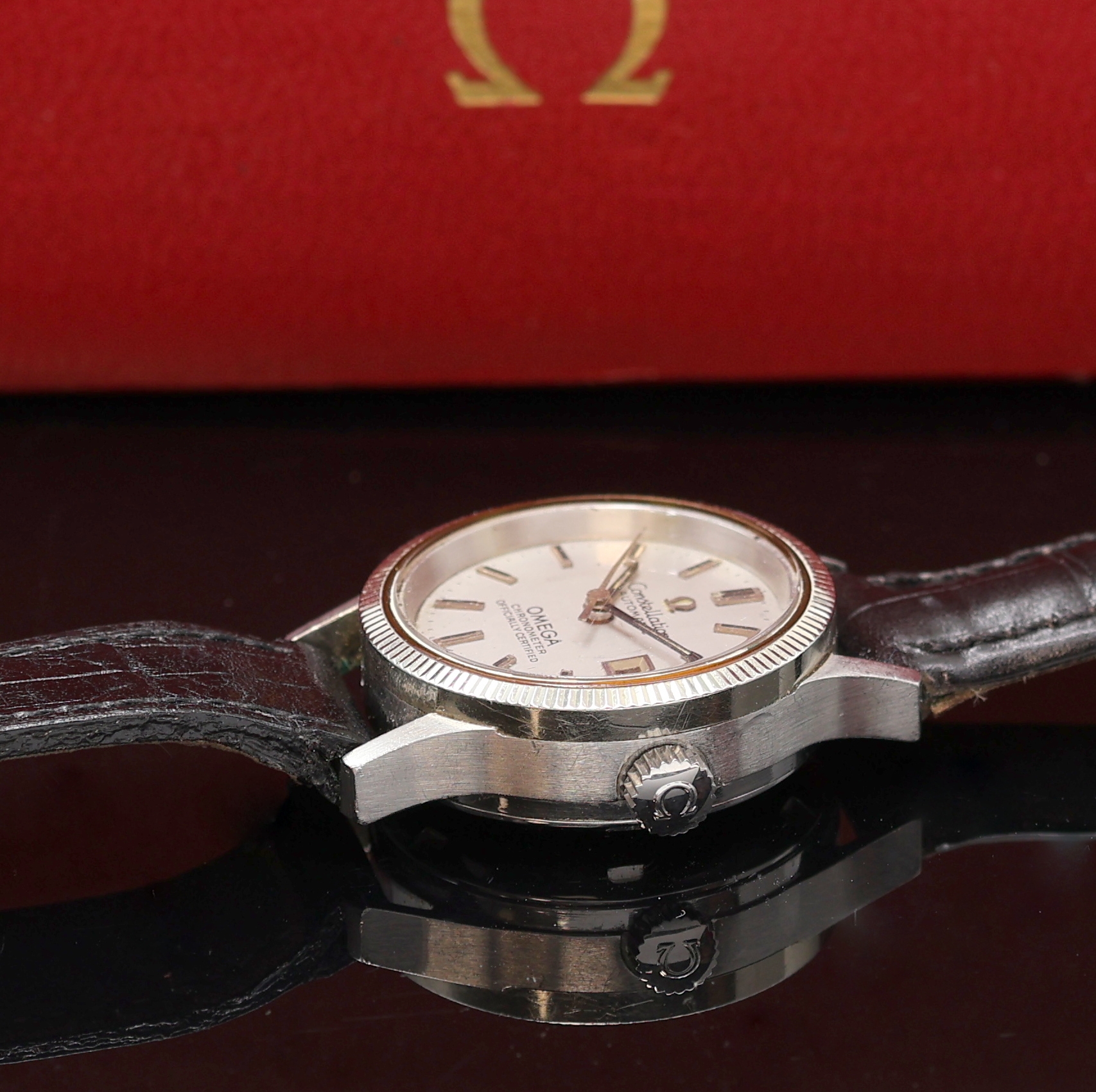 Detail c: OMEGA Constellation Chronometer Damenarmbanduhr Referenz 568.0018, Automatik, Schweiz um 1972, Edelstahlgeh. inkl. Lederband m. orig. Dornschl., ...