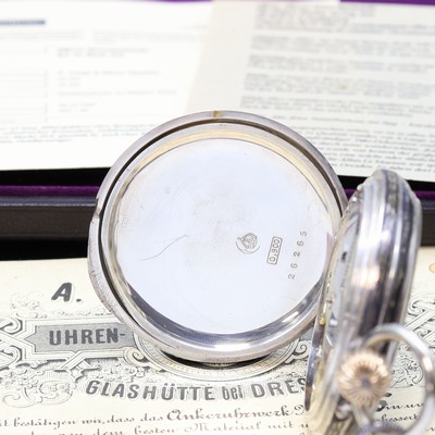 27115511e - A. LANGE & SÖHNE Dresden sehr seltene, offene, silberne Tula-Taschenuhr in 1A Qualität ...
