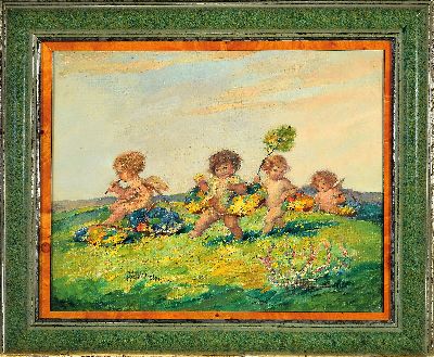 27115677k - Carl Plückebaum, 1880-1952 Düsseldorf, Puttenreigen, vier Putten mit Blumen auf einer ...