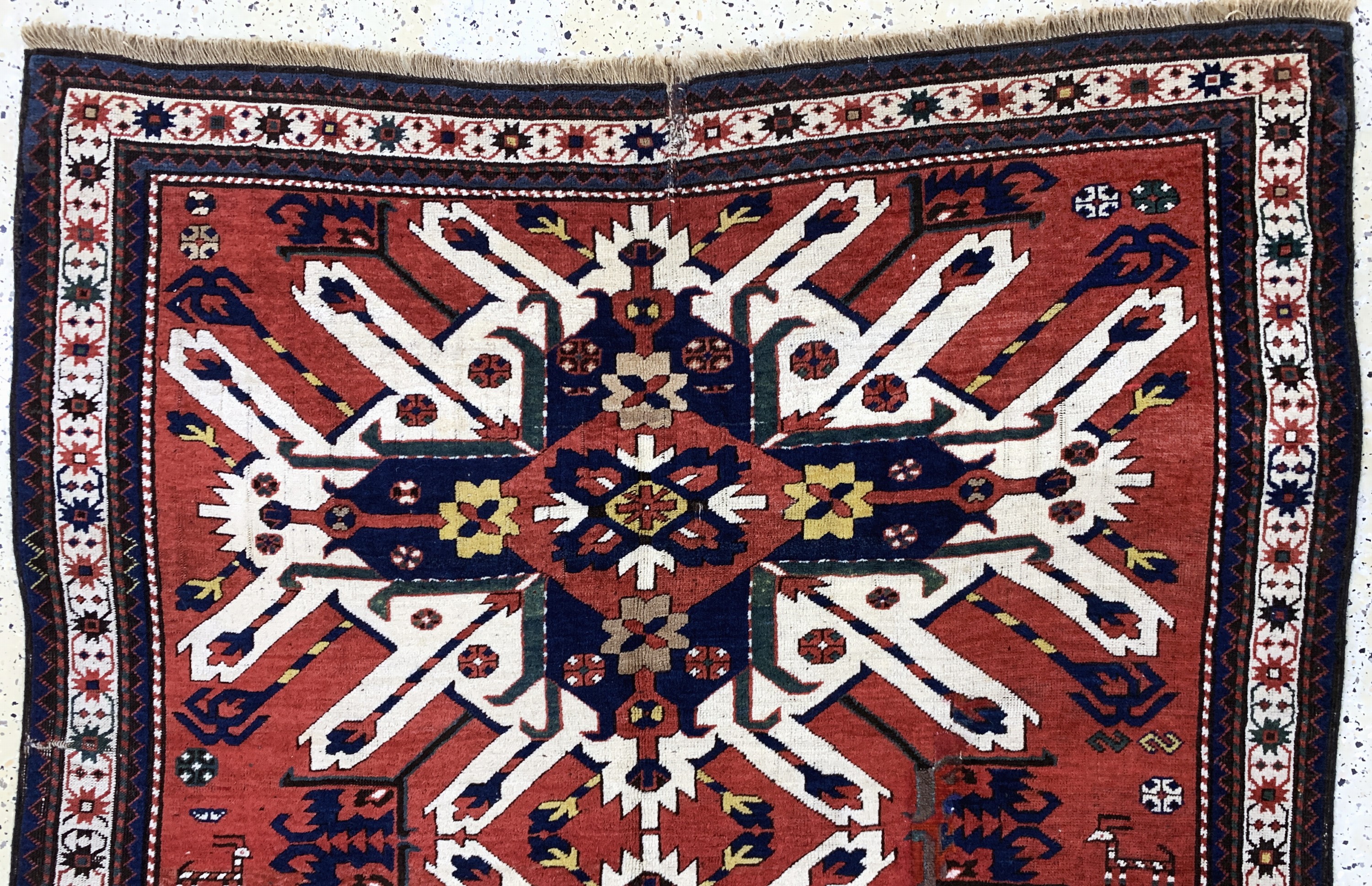 Detail a: Tschelabert"Adler-Kazak"antik, Kaukasus, 19.Jhd, Wolle auf Wolle, ca. 273 x 160 cm, EHZ: 3, (restauriert)
