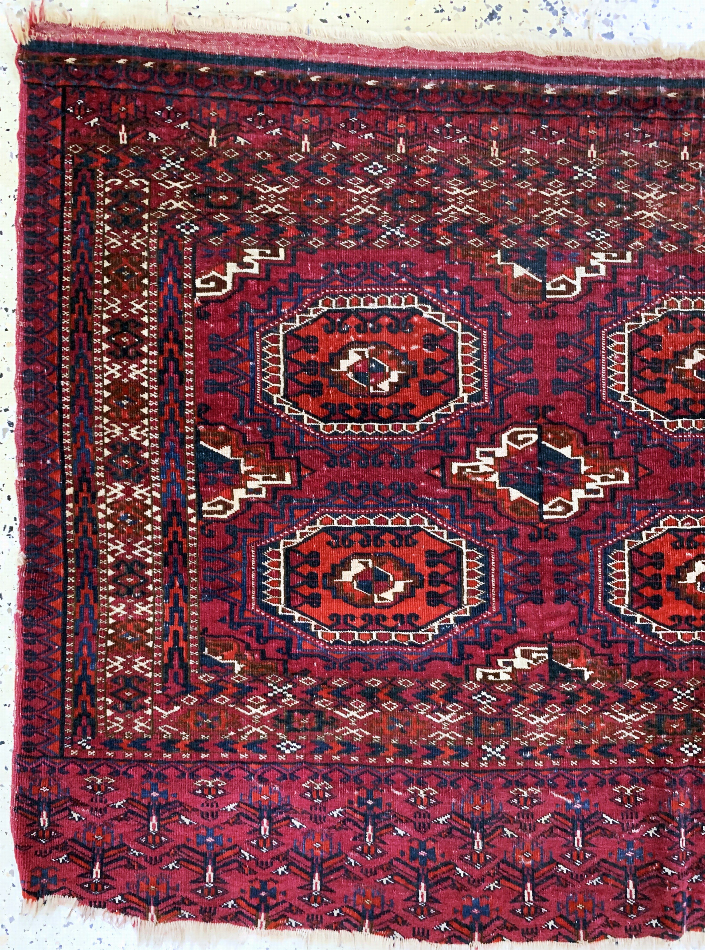 Detail a: Tekke Tschowal antik, Turkmenistan, 19.Jhd,Wolle auf Wolle, ca. 125 x 78 cm, EHZ: 3