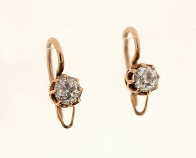 Image Paar 14 kt Gold Diamant-Ohrhänger, um 1890, RG 585/000 gepr., 2 Altschliffdiamanten ...