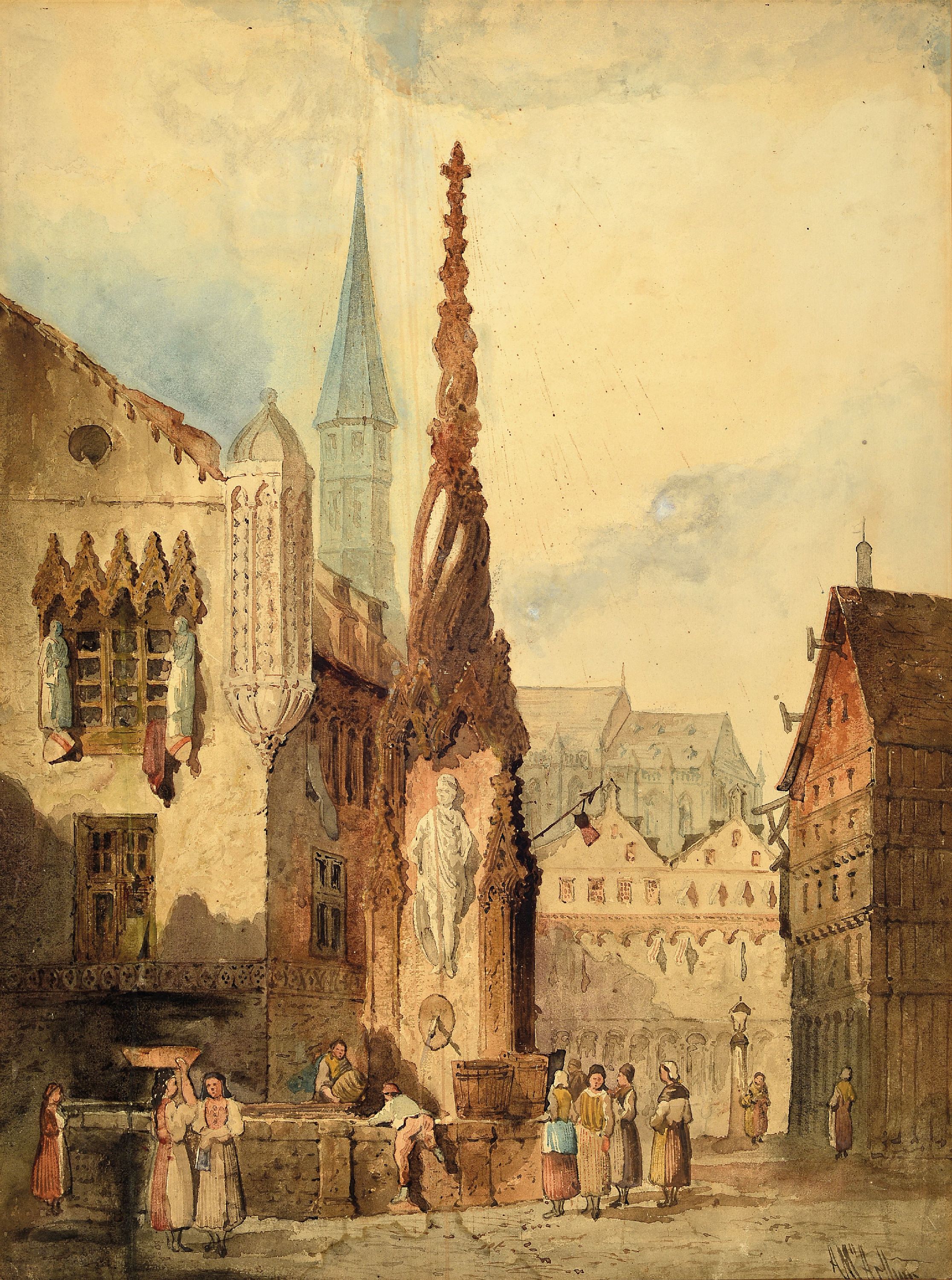 Image 27115906 - Arthur McArthur, erwähnt zwischen 1880 und 1920, Blick auf den Brunnen einer Stadt, ...
