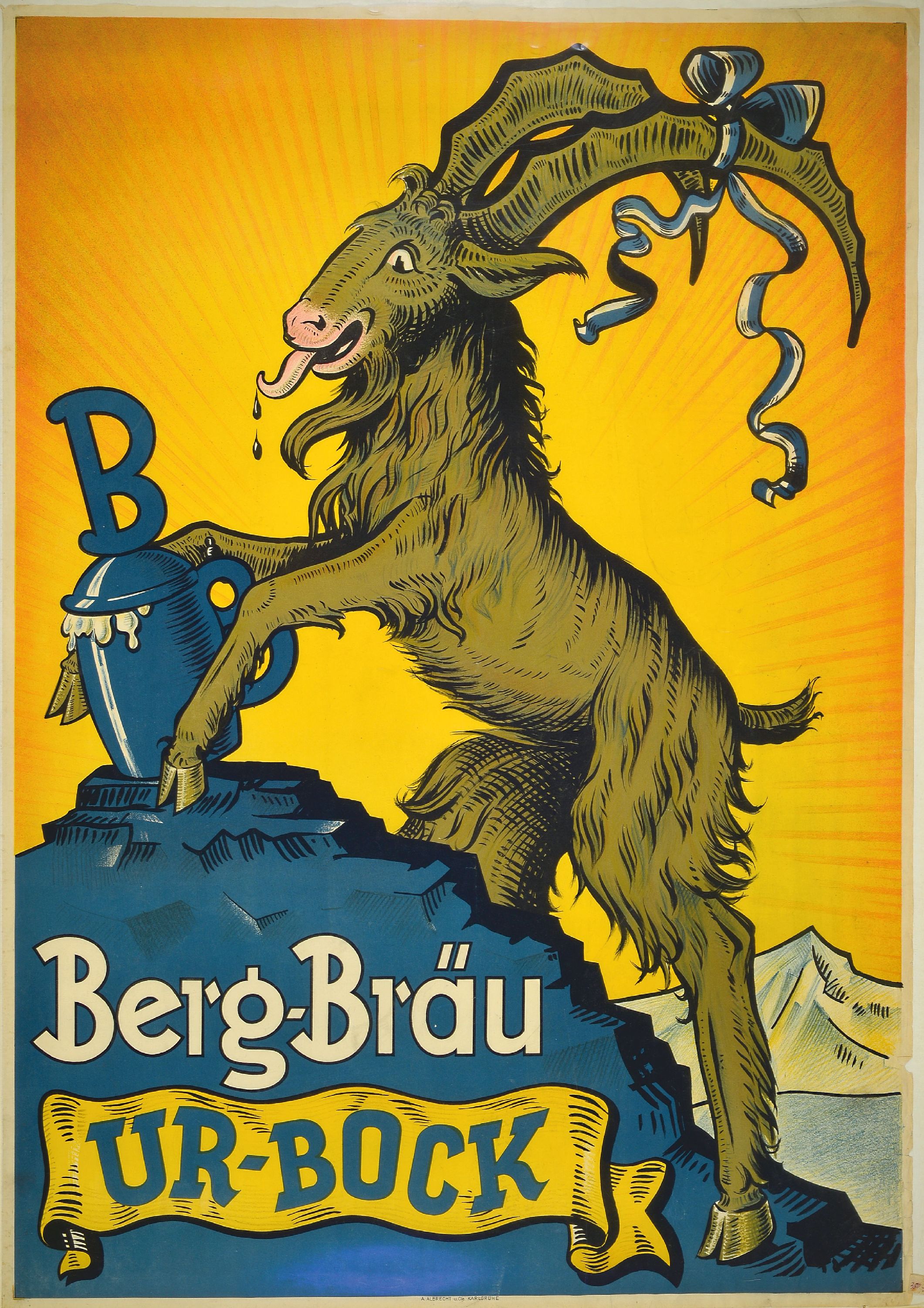 Image 27115907 - Advertising poster, German, 1920s/30s, for Ur-Bock of Berg-Bräu Leimen, ...