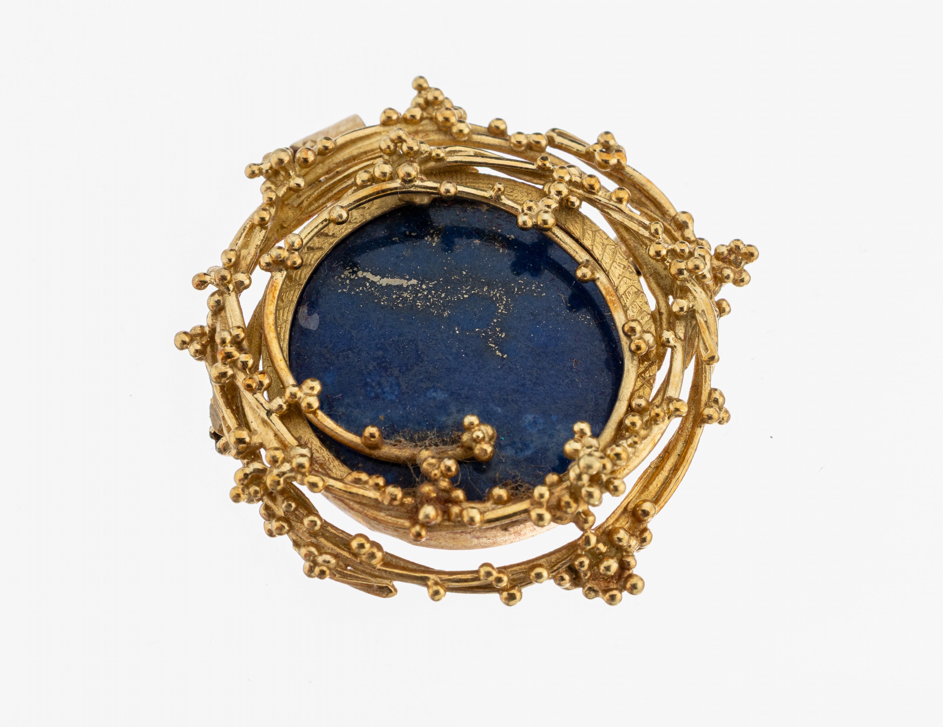 Image 27115924 - 14 kt Gold Lapislazuli-Brosche, 1960er Jahre, GG 585/000, abstrakt organisches Design, ...