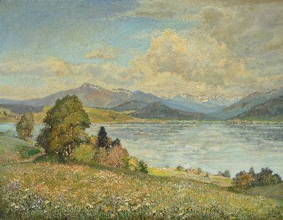 Image Albert Kunze, 1877 Frankenhausen-1949 Sebnitz, Der Alpsee bei Immenstadt, so rückseitig ...