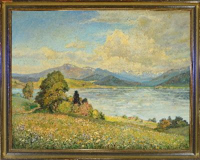 27115904k - Albert Kunze, 1877 Frankenhausen-1949 Sebnitz, Der Alpsee bei Immenstadt, so rückseitig ...