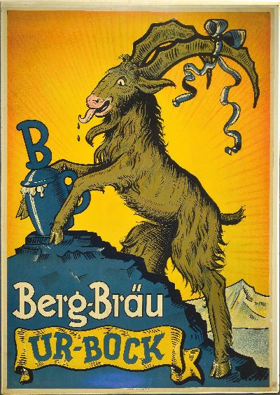 27115907k - Advertising poster, German, 1920s/30s, for Ur-Bock of Berg-Bräu Leimen, ...