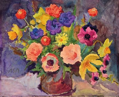 Image Albert Schiestl-Arding, 1883 Erding-1937 Bremen, Sommerblumenstrauß, Aquarell auf ...