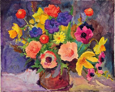 27115908k - Albert Schiestl-Arding, 1883 Erding-1937 Bremen, Sommerblumenstrauß, Aquarell auf ...
