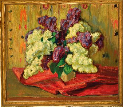 27115917k - Hermann Croissant, 1897-1963 Landau, Stillleben mit weißem und violettem Flieder, ...
