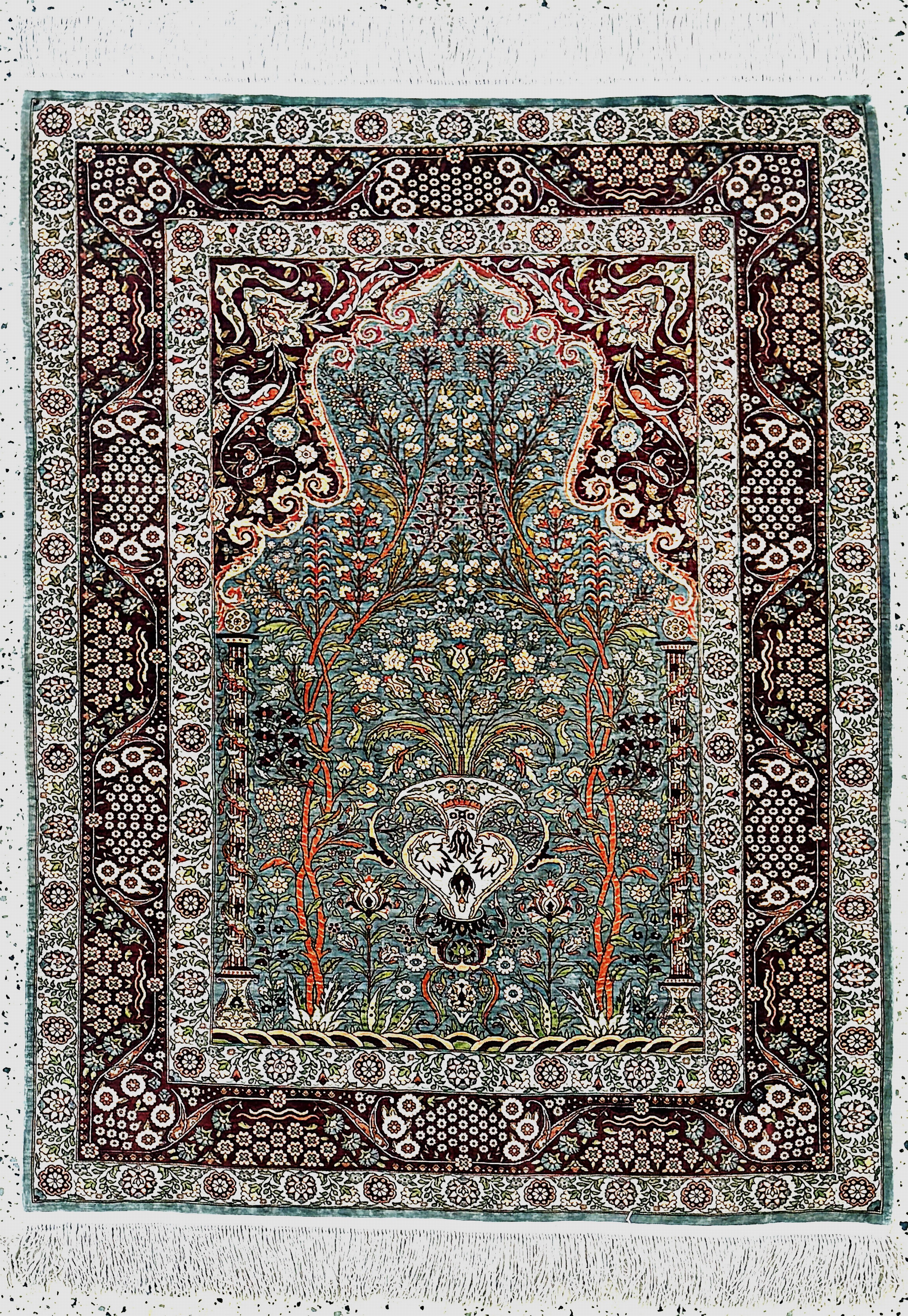 Image 27116046 - Hereke Seide fein sign., Türkei, Ende 20.Jhd., reine Naturseide, ca. 135 x 105 cm, ...
