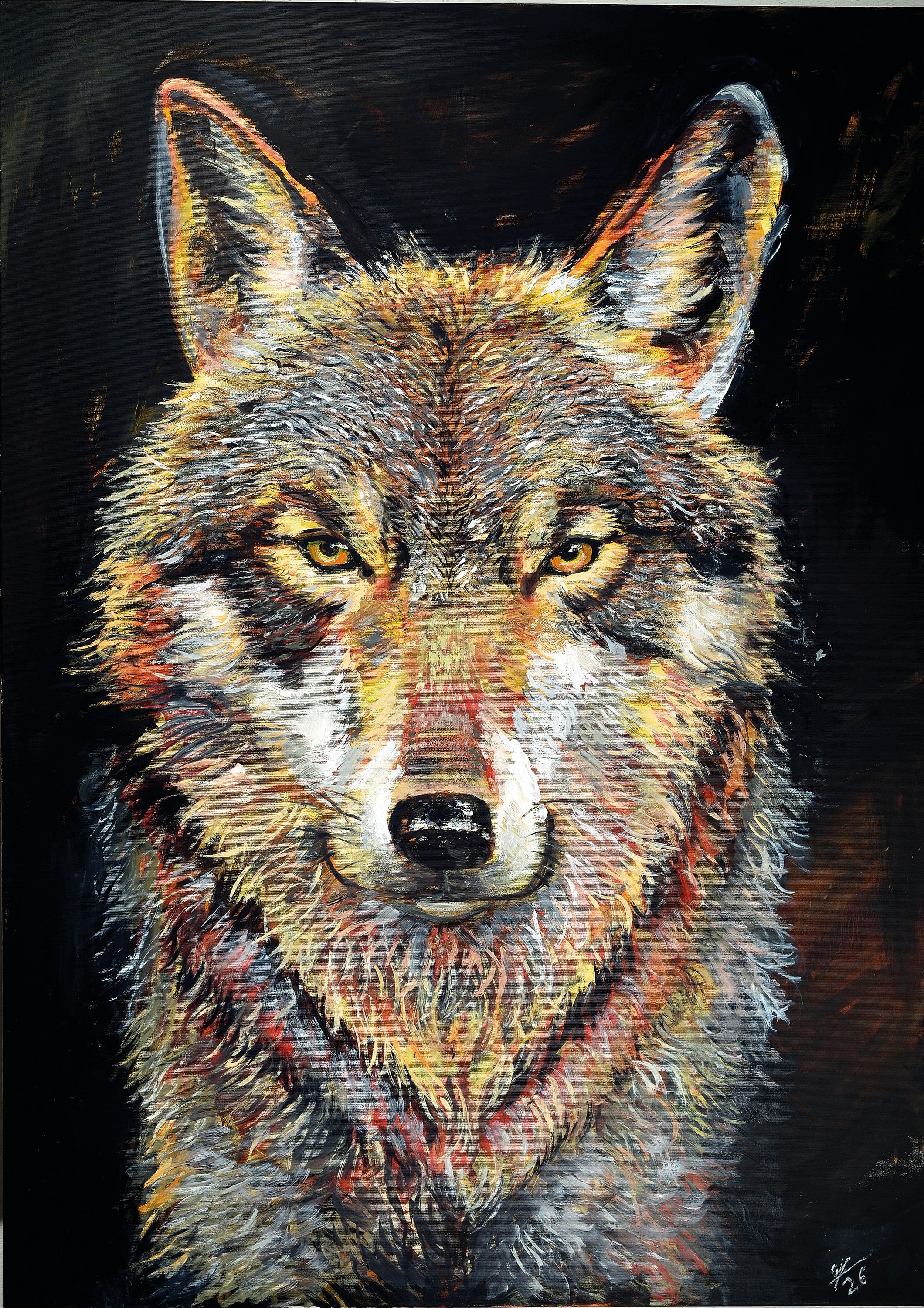 Image 27116055 - Yves-Marcel Münch, geb. 1994, zeitgen. Künstler aus Wiesloch, Wolf, Öl/Lwd, sign., ...