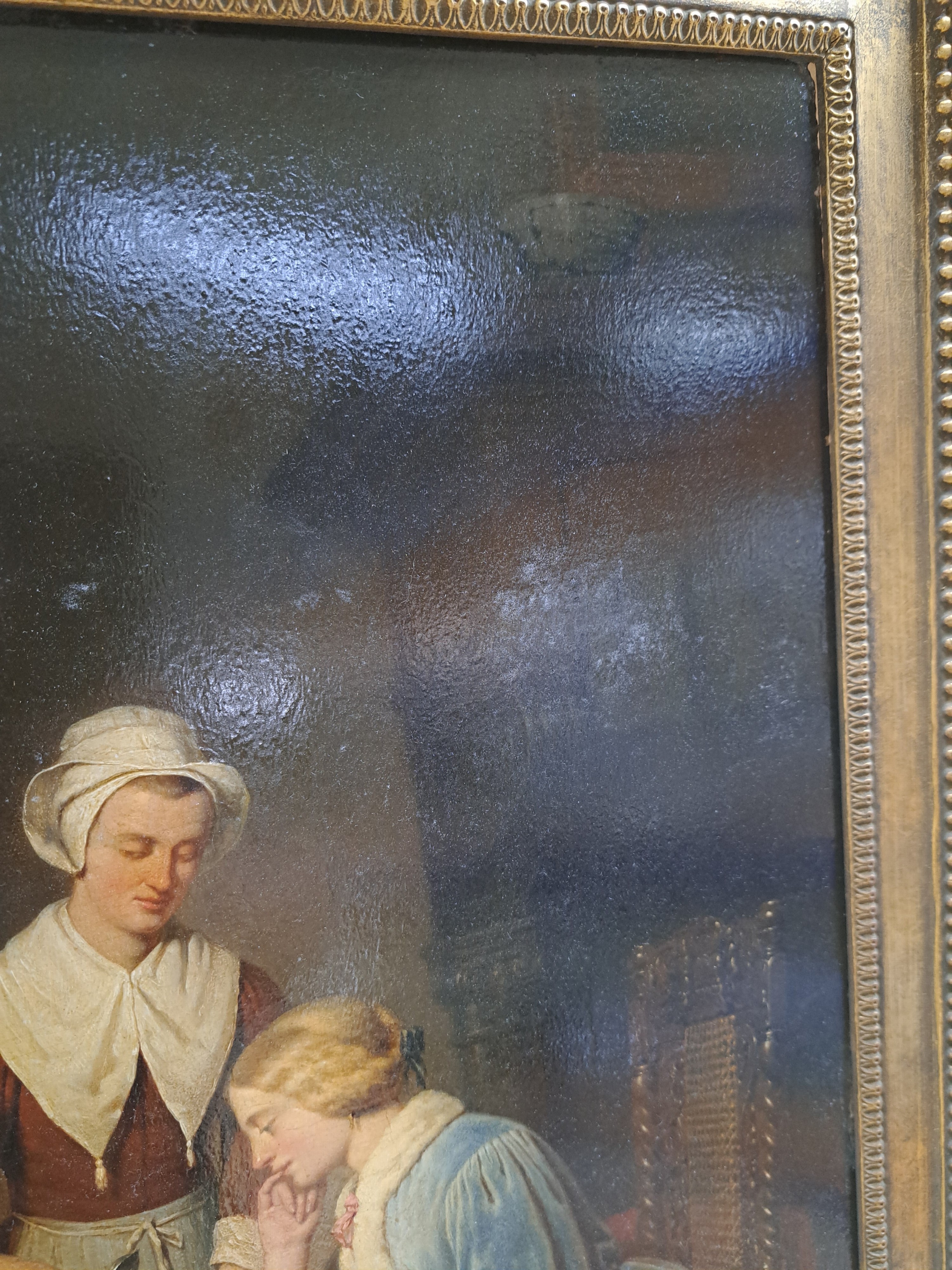 Detail g: Victor Francois Guillaume van Hove, 1826-1891 Belgien, Hugo de Groot beim Schachspiel mit seiner Frau, im Hintergrund Elsje van Houweninge, so ...