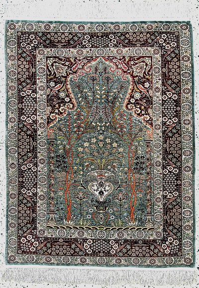 Image Hereke Seide fein sign., Türkei, Ende 20.Jhd., reine Naturseide, ca. 135 x 105 cm, ...