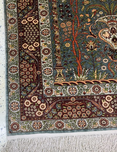 27116046b - Hereke Seide fein sign., Türkei, Ende 20.Jhd., reine Naturseide, ca. 135 x 105 cm, ...