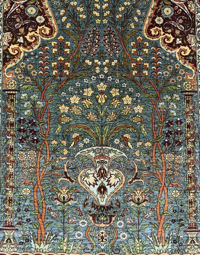 27116046c - Hereke Seide fein sign., Türkei, Ende 20.Jhd., reine Naturseide, ca. 135 x 105 cm, ...