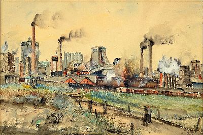 Image Josef Selde-Hindenburg, geb. 1887 Groß- Nimsdorf, Oberschlesien, Das Hüttenwerk ...