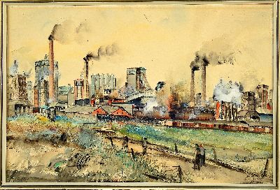 27116052k - Josef Selde-Hindenburg, geb. 1887 Groß- Nimsdorf, Oberschlesien, Das Hüttenwerk ...