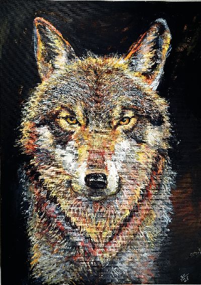 Image Yves-Marcel Münch, geb. 1994, zeitgen. Künstler aus Wiesloch, Wolf, Öl/Lwd, sign., ...