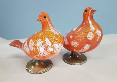 27116062a - Paar Glasskulpturen, Murano, 20. Jh., Taubenpaar, mundgeblasenes Glas mit roten, ...