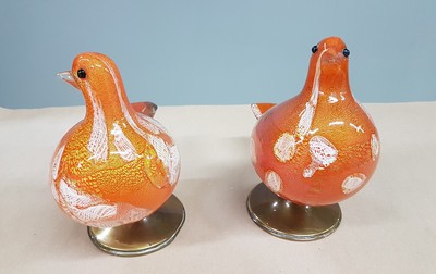 27116062b - Paar Glasskulpturen, Murano, 20. Jh., Taubenpaar, mundgeblasenes Glas mit roten, ...