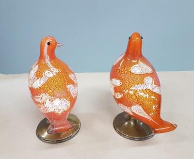 27116062d - Paar Glasskulpturen, Murano, 20. Jh., Taubenpaar, mundgeblasenes Glas mit roten, ...