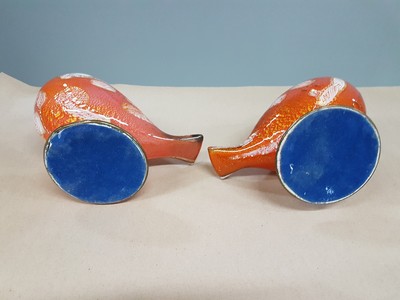 27116062h - Paar Glasskulpturen, Murano, 20. Jh., Taubenpaar, mundgeblasenes Glas mit roten, ...