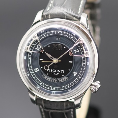 27116066a - VISCONTI Opera Herrenarmbanduhr in Stahl, Italien um 2025, Automatik, orig. Lederband m. ...