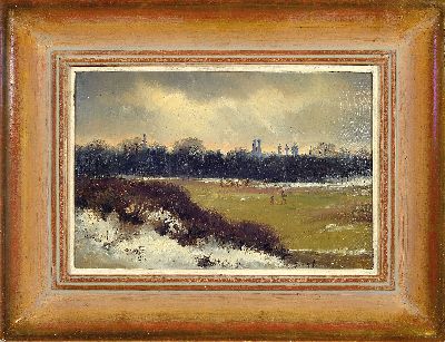27116094k - Zuschreibung: Anton Doll, 1826-1887 München, winterliche Landschaft mit Blick auf ...