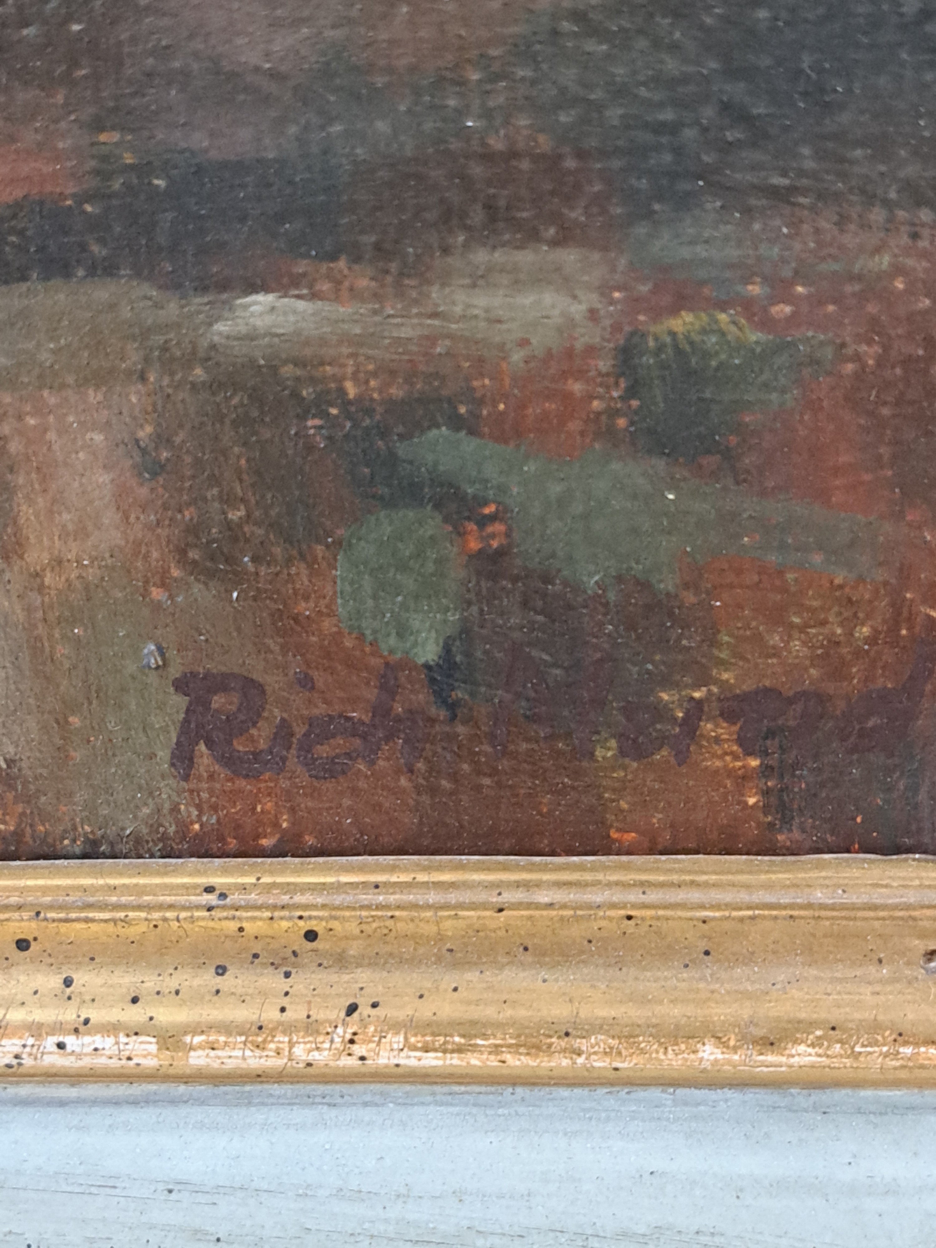 Detail a: Richard Mund, 1885 Ramstein-1968 München, Sommerblumen in blau-weißem Porzellankrug, Öl/Holz, rechts unten signiert, ca. 75x60cm, R. ca. 86x71cm