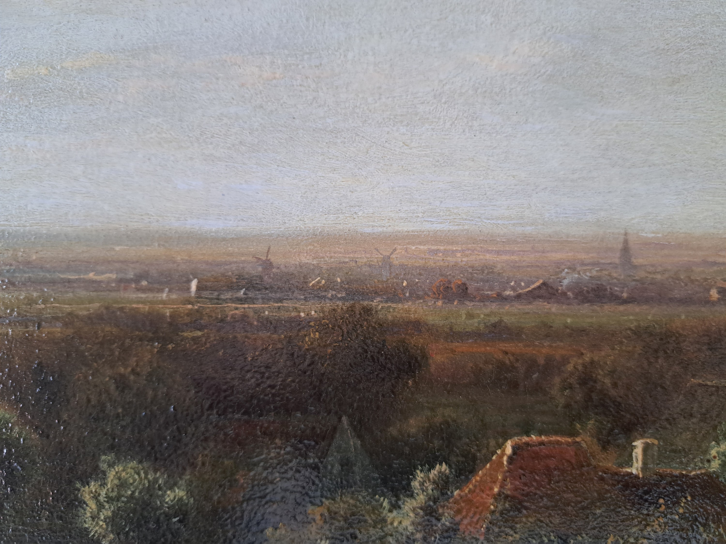Detail k: Pieter Lodewijk Kluyver, 1816-1900 Amsterdam , Niederländische sommerliche Landschaft mit Bauernhaus und Bäuerin, Öl/Holz, links unten signiert, ...