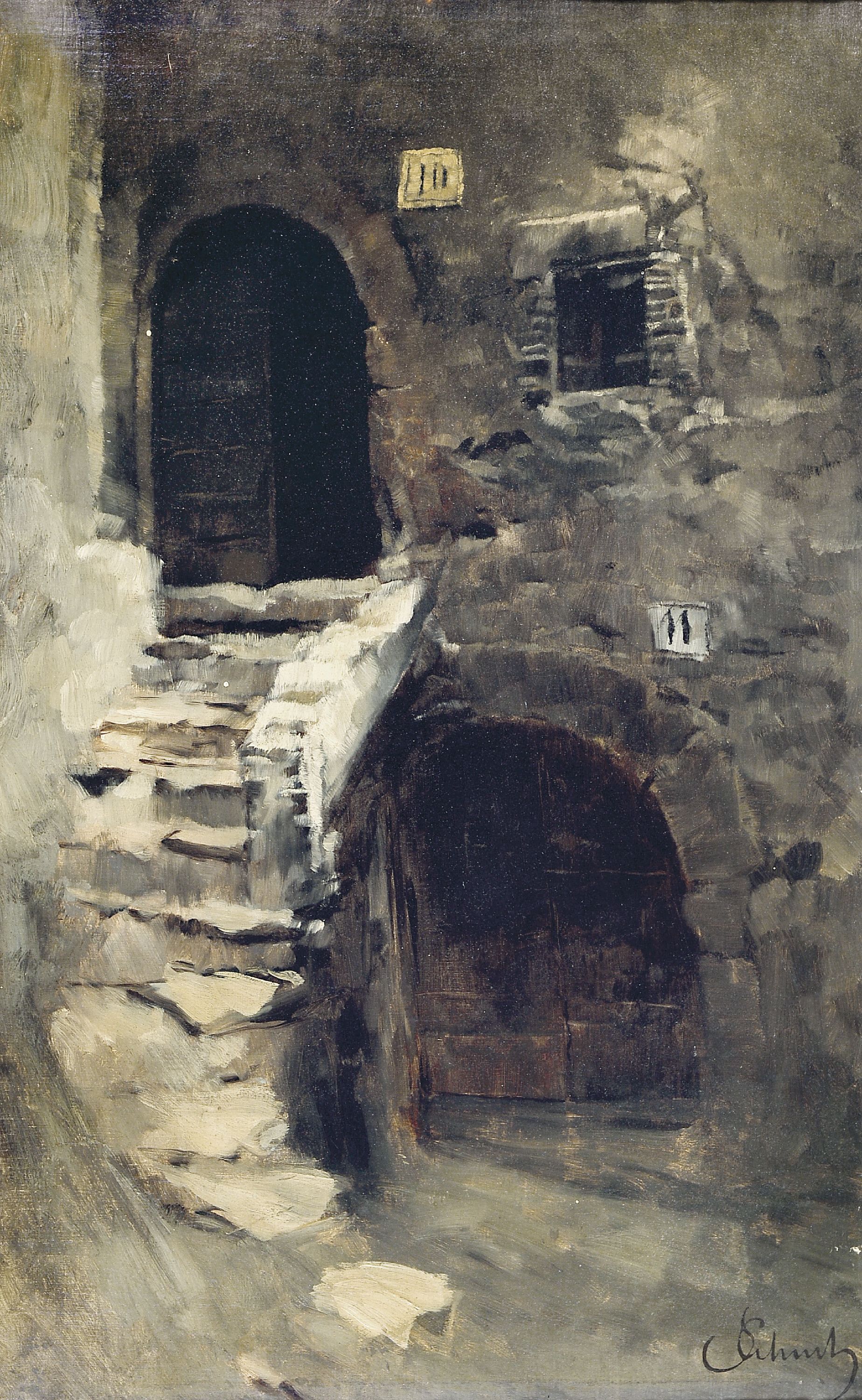 Image 27116106 - Carl Schuch, 1846-1903 Wien, Treppe in Olevano, 1875, bez. ´Olevano 1875´, eine ...