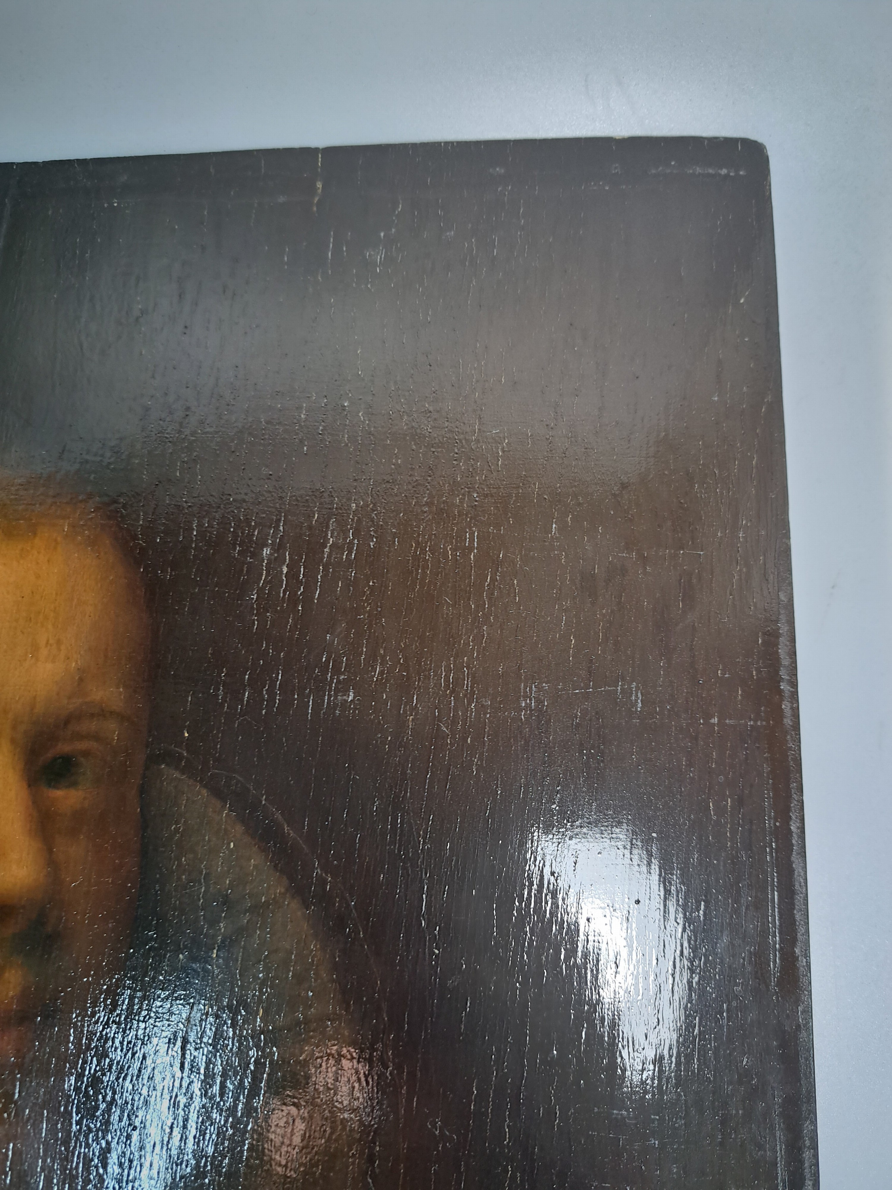 Detail h: Gortzius Geldorp, 1553 Leuven-1618 Köln, Porträt eines 29jährigen Mannes mit Bart und Mühlenkragen, Öl/Holz, alt restaurierter Längsriss, links ...
