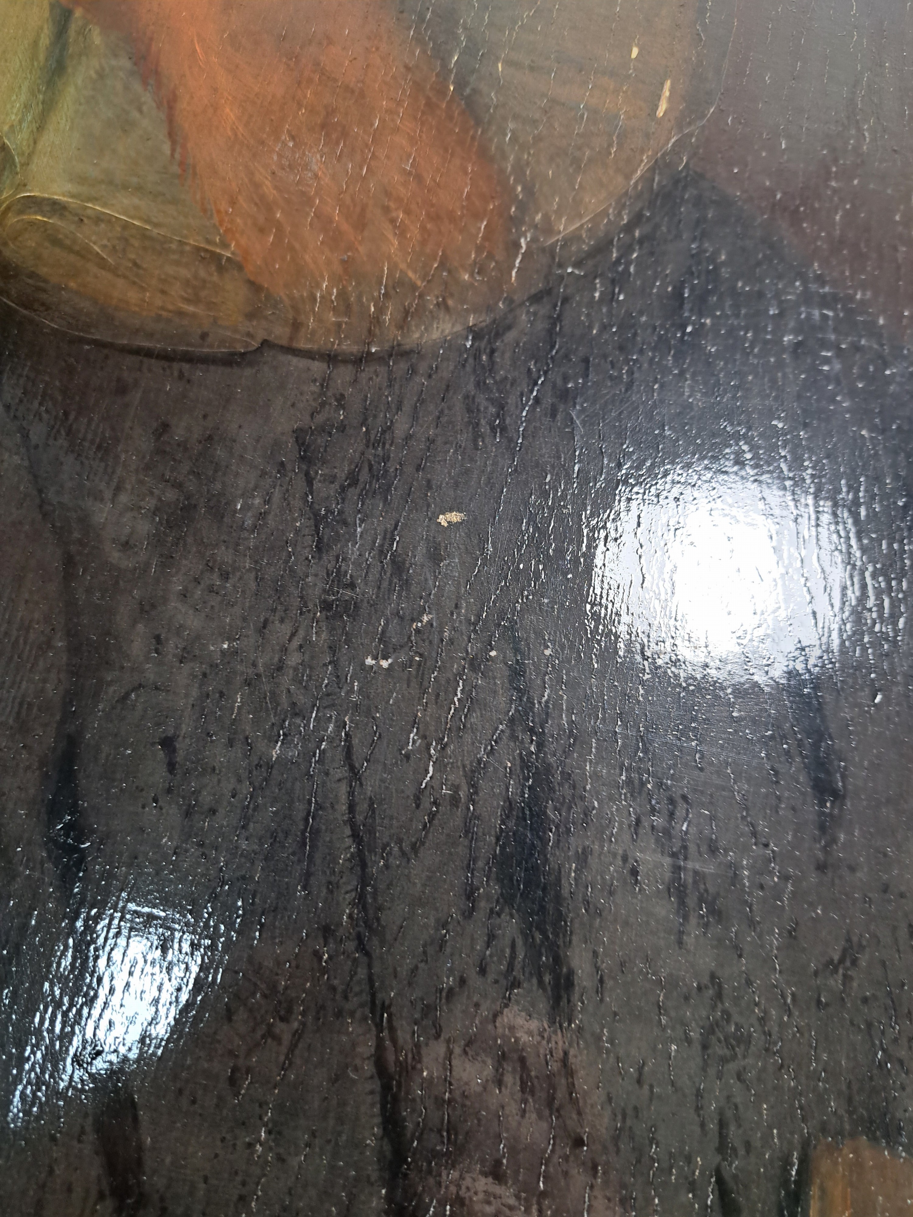 Detail l: Gortzius Geldorp, 1553 Leuven-1618 Köln, Porträt eines 29jährigen Mannes mit Bart und Mühlenkragen, Öl/Holz, alt restaurierter Längsriss, links ...