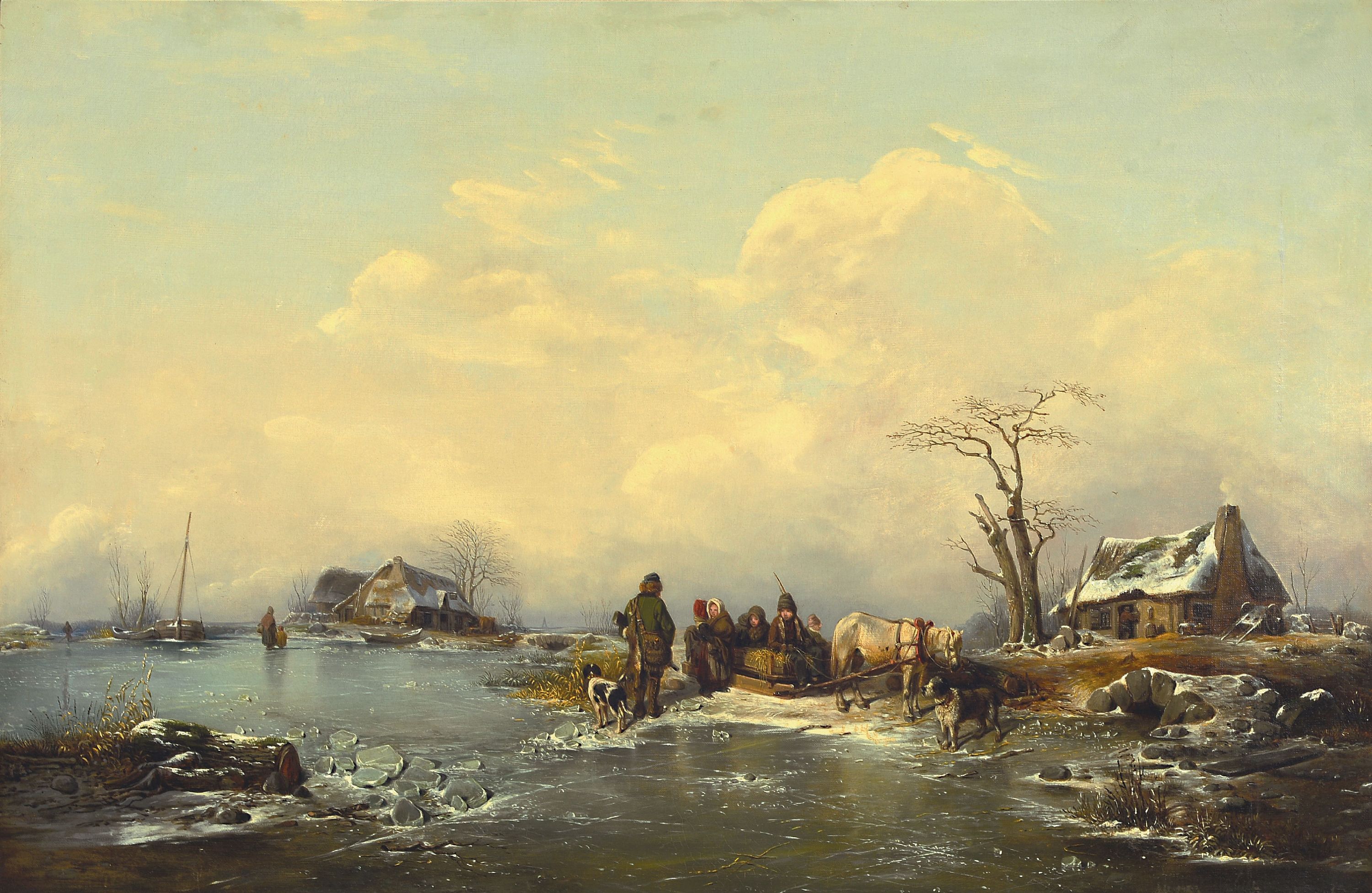 Image 27116112 - Zuschreibung: Jan Michiel Ruyten, 1813-1881 Antwerpen, Winterlandschaft mit gefrorenem ...